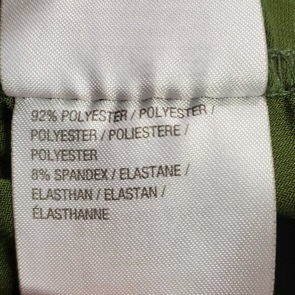 Bob Mackie Womens Wide Leg Pull On Pants Size 1X Petite Green Artsy Stretch - Picture 8 of 13